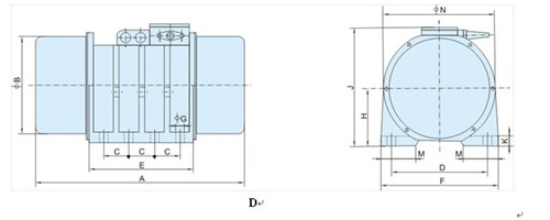 XUM振動(dòng)電機(jī)外形及安裝尺寸